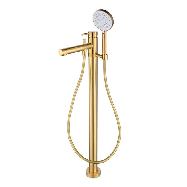 Смеситель Don напольный для ванны и душа, с донным клапаном (матовое золото) 53-013-BRG