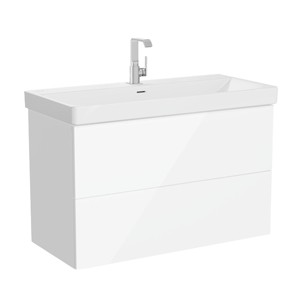 Шкаф Metropol Pure 100 с раковиной (2 ящика) глянцевый белый 67333