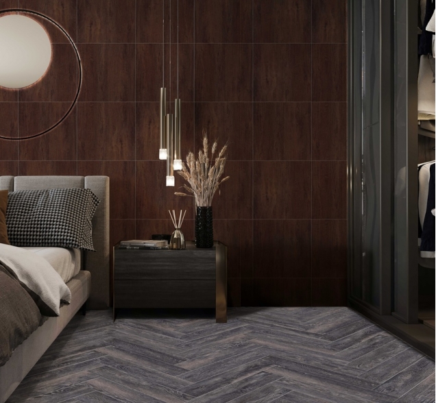 Виниловый ламинат SPC "Cronafloor" Herringbone Дуб Бордо (640*128*4,5 мм) — купить в Якутске