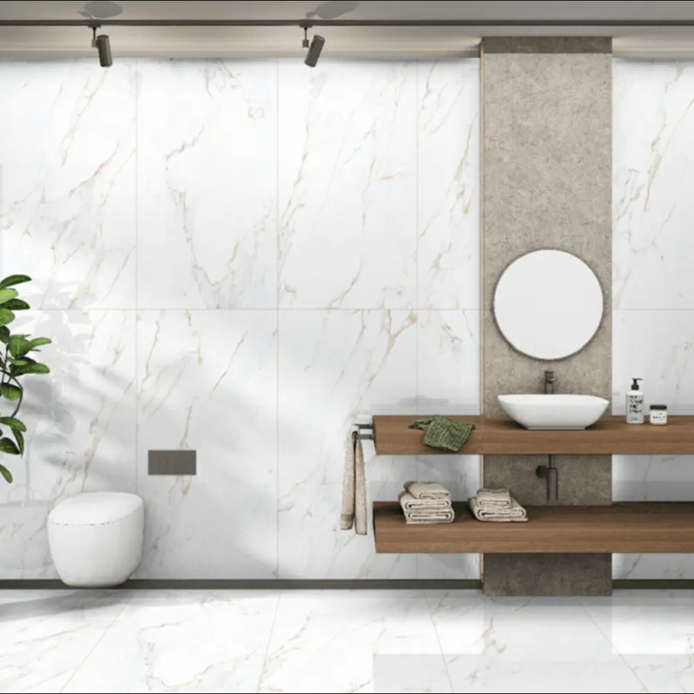 Керамогранит "Sonex" Calacutta cRema Glossy полированный 60x120 см 1.44 м2 цвет белый с бежевыми прожилками — купить в Якутске