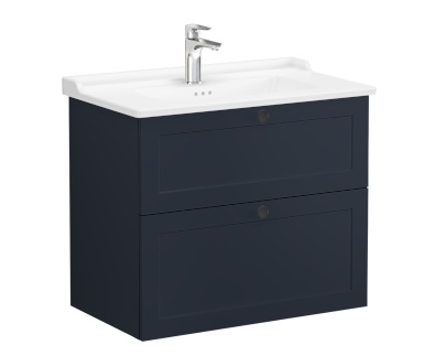 Модуль Root Classic 80 см с классической раковиной, 2 ящика, матовый темно-синий 68874