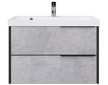 Тумба Fostero 80 подвесная, цемент светлый + раковиной Classica 80 белая Fst.07.80/P/CS/RW/RL