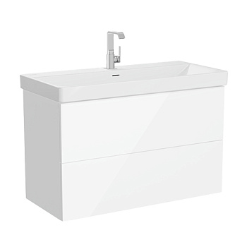 Шкаф Metropol Pure 100 с раковиной (2 ящика) глянцевый белый 67333