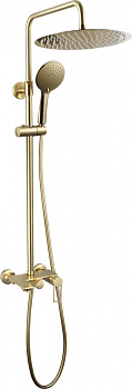 Комплект Kub для ванны, смеситель с душевой колонной, тропический/ручной душ, матовое золото 54-310-brg