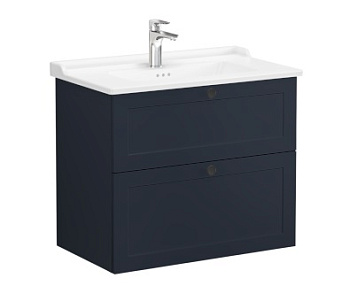 Модуль Root Classic 80 см с классической раковиной, 2 ящика, матовый темно-синий 68874