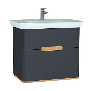 Шкаф Sento 80 с раковиной, с 2 ящиками, с LED подсветкой, цвет матовый антрацит (ножки 61069 отдельно) 60836