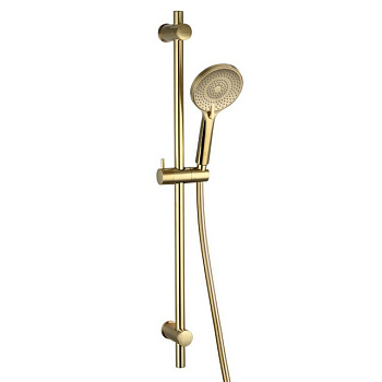 Душевой комплект Parts (пластиковая лейка, шланг 150см, штанга с регулировкой по высоте) матовое золото 98-571-brg